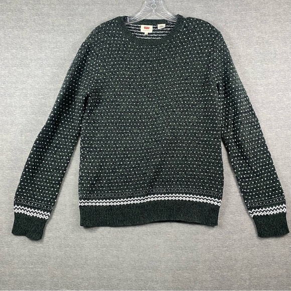 Levis Womens Black/White‎ Heart Designed Long Sleeve Crew Neck Sweater. SZ Small - Picture 1 of 10